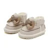 Boots Winter Baby Snow Boots Leather Butterflyknot Warm Plush Toddler Kids Shoes Soft Sole Fashion Girls Boots 231118