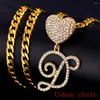 Hänghalsband Hip Hop Cursive Letters Heart Necklace For Women Intial Name CZ ROPE CHAIN ​​ROINTLESS STÅL KUBAN SMEYCH