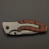 7.95'' Folding Pocket Knife Outdoor Survival Tactical Camping Hiking Hunting Knives Wood Handle Rescue Self-defense Tool