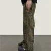Jeans da uomo 2023 Cyber Y2k Moda Leopard Pantaloni larghi per uomo Abbigliamento Dritto Coreano Casual Donna Vecchi Pantaloni lunghi Pantaloni Uomo