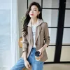 Frauen Anzüge 2023 Mode Frauen Wollanzug Jacke Mantel Mantel Frühling Herbst Abnehmbare Mit Kapuze Blazer Dame Büro Oberbekleidung Schlank Top