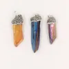 Pendant Necklaces Druzy Natural Quartz Pendants Silver Plated Rhinestone Clay Pave Nuggets Pillar Gem Stones Charm DIY Making Or Necklace