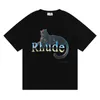 デザイナーファッション服TシャツヒップホップTシャツRHUDE PANTHER TIGER GRADEINT PRINT SUMMERカジュアルルーズラウンドネックTシャツストリートウェアトップススポーツウェア