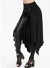 Jupes noires médiévales Femmes Halloween Vintage Irregualr Hempunk dames Long Gothic Cosplay Dress Fashion 230420