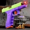 GIock Multi-functional Soft Bullets Laser Toy Gun Shell Ejected Manual Continous Firing Pistol Double Magazine with Target Cs Prop