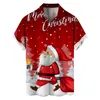 Men's T Shirts Large Piece Short Sleeve Shirt Autumn Casual Christmas Theme Hawaii Blouse Mens Long Sleeved