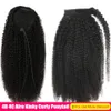 Lace S Afro Kinky Curly Drawtring Tail Wrap Mongolian em torno de 4b 4c Remy Hair Human 230420