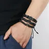 Braccialetti con ciondoli Bracciale in pelle di vacchetta intrecciata con albero della pace retrò europeo e americano per uomo in pelle semplice in lega di vita