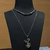 Chaînes collier mode rétro tempérament léger luxe grenouille pendentif Double colliers pour femmes Collares Para Mujer collier