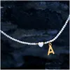 Chokers Stainless Steel Initial Heart Necklace For Women Natural Shell Beads Letter Choker Drop Delivery Jewelry Necklaces Pe Dhgarden Otr35