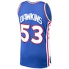 1976-77 Darryl Dawkins 76erss Basketball Jersey Philadelphias Mitch and Ness Throwback Jerseys Blue Red White Size S-XXXL basketball Jersey