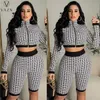 Zweiteilige Damenhosen VAZN Sexy Street Hip Hop Style Sets Langarm Reißverschluss Tau Taille Top elastische kurze Hosen bedruckte zweiteilige Sets 230419