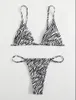 Badkläder dam Sexig triangel delad bikini baddräkt Randtryckt dragsko Bikini baddräkt dam 210625