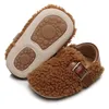 First Walkers EWODOS Baby Girls Moccasinss Shoes Belt Buckle Soft Sole Fleece Plush Flats Non-Slip Winter Princess