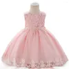 Girl Dresses Flower Girls Party Wedding Bridesmaid Fancy Dress Up Summer Infant 1 Year Birthday Costume For Baby Clothes
