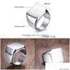 Band Rings Retro Initials Signet Ring For Men 18Mm Bky Heavy Stamp Male Band Stainless Steel Letters Drop Delivery Jewelry Ri Dhgarden Otyh5