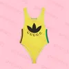 Maillot de bain jaune pour femme Designer Logo Bikini Stripe Maillot de bain une pièce pour femme Sports d'été Maillot de bain