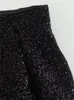 Женские шорты Traf Black Sequin Shorts Женщины бархат -бермудские шорты Женские повседневные шорты с высокой талией для женщин осенняя уличная одежда короткие брюки. Женщины 230420