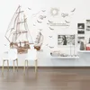 Stickers muraux calme voilier paysage décalcomanie dessin animé bateau Pirate PVC amovible Art Mural autocollant bricolage chambre décor à la maison
