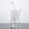 In Stock 10 Inch Clear Recycler Unique Hookahs Water Bongs Pipe Swiss Inline Perc Oil Dab Rig Glass Bong Smoking Accessories 14mm Male 12 LL