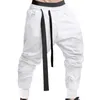 Erkekler Pantolon 2023 Harem Street Giyim Sıradan Joggers Drawstring Asimetrik Sweetpants Ayak bileği boyu erkekler katı spor pantolonlar