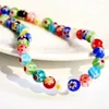 Choker TAUAM 2023 Boho Colorful Flower Bead Chain Necklace Men Fashion Statement Punk Imitation Pearl Y2K Jewelry