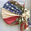 Dekorativa blommor Front Porch Decorations Outdoor Welcome Lights For Windows American Independence Day Flag Wreath Home Decoration Scene