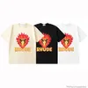 T-shirts T-shirts Luxe Mens Designer Vêtements de mode Été Rhude 2023ss Eagle Flame Eagle Imprimer High Street Lâche Polyvalent Couple T-shirt à manches courtes