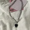 Pendentif Colliers Y2K Bijoux Thorns Black Peach Heart Collier pour femmes Mode Vintage Punk Coréen Glamour 90s Esthétique