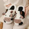 Slippers Winter Unisex Cute Cartoon Cow Warm Plush Couple s Indoor Non slip House Slides Men Women Toe Wrap Home Cotton Shoes 231120