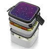 Geschirr Bi Pride Flag Galaxy 8Bit Bento Box Auslaufsicheres quadratisches Mittagessen mit Fach Sciart Sp8Cebit 8 Bit Art Space