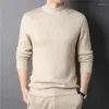 Suéteres masculinos 2023 marca homens cashmere suéter meia gola de malha pulôveres para juventude masculina magro malhas homem qualidade
