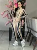 Two Piece Pants Tracksuit Women Outfits Casual Print Jacket and Sweatpants Sets Free Ship