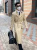 Misto lana da uomo Giacca a vento super lunga trench antipioggia da uomo giallo miele Cotone poliestere classico impermeabile moda britannica 231118