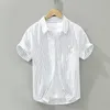 Koszule męskie szare koszule z krótkim rękawem dla mężczyzn dla mężczyzn swobodny obracanie Tops Man Lato nowa moda na guziki odzież 230420
