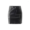 Skirts Black Leather Mini Skirt Sexy High Waist Package Hip Pencil Women Korean Fashion Faux Split Short
