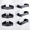 Badrumshyllor Hylla arrangör Dusch Storage Rack Black Corner väggmonterad aluminium toalett schampohållare ingen borr 230419