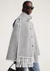 Giacche da donna Totem di colore* Cappotto invernale da donna Lana Poliestere Colore grigio chiaro Maniche lunghe Monopetto Oversize Collo con sciarpa casual 231118