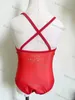 2023 enfants une pièce maillots de bain été maillot de bain rayure fil tête vérifier motif fille maillot de bain ensemble mode confortable vêtements Bikinis enfants rouge brnad