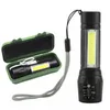 Décoration de fête en aluminium Mini LED Zoom Camping randonnée torche USB Rechargeable COB lampe de travail mise au point réglable portable