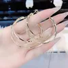 Hoop Earrings Women Exaggerated Fashion Solid Color Temperament Triple Circle Shape Metal Material Jewelry Accessories Gifts