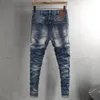 Herren Jeans Street Fashion Männer Hohe Qualität Retro Washed Blue Stretch Slim Fit Spliced Designer Biker Hip Hop Denim Hosen
