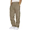 Men's Pants Autumn Men Cargo Multi-Pockets Cotton Loose Drawstring Casual Pant Straight Large Male Trousers Size Pantalones