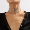 Collier ras du cou Girlgo Vintage avec lettres d'amour pour femmes, bijoux Hip Hop couleur or/argent à la mode