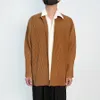 メンズベストYudx Miyake Pleated Long Coat 2023春の夏ファッションカジュアルスモールポロカラーブレザーカーディガンシングル胸ジャケット230420