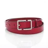 Bälten Retro Cowhide Thin Belt for Women Simple Square Buckle Fashionable and Casual Decoration Student Hip-Hop Leather