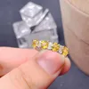 Cluster Rings Natural Citrine Gemstone Fashion Stone Flower Ring For Women Real 925 Sterling Silver Charm Fine Jewelry MeiBaPJFS