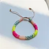 Bedelarmbanden 2023 Boheemian Summer Beach Multicolor verstelbare armband Charms Soft Polymer Clay Disc Elastic For Women Sieraden