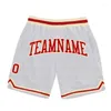 Men's Shorts Custom Navy Blue Orange Authentic Basketball 3D Printed Men Name Mumber Quick Drying Beach