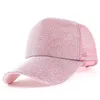 Mode glitter honkbal trucker cap verstelbare plastic snapback hoeden voor volwassenen dames heren bling glinsteren zomer gebogen hiphop zon vizier gradiënt kleur